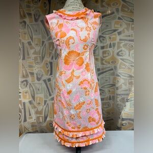 HOLLAND HOUSE Palm Beach Vintage Sleeveless Ruffled Dress 60’s/70’s